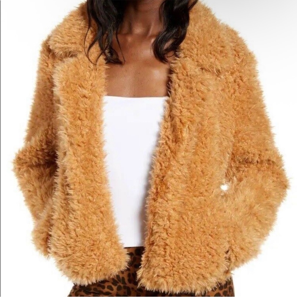 Blank NYC Tan Faux Fur Jacket